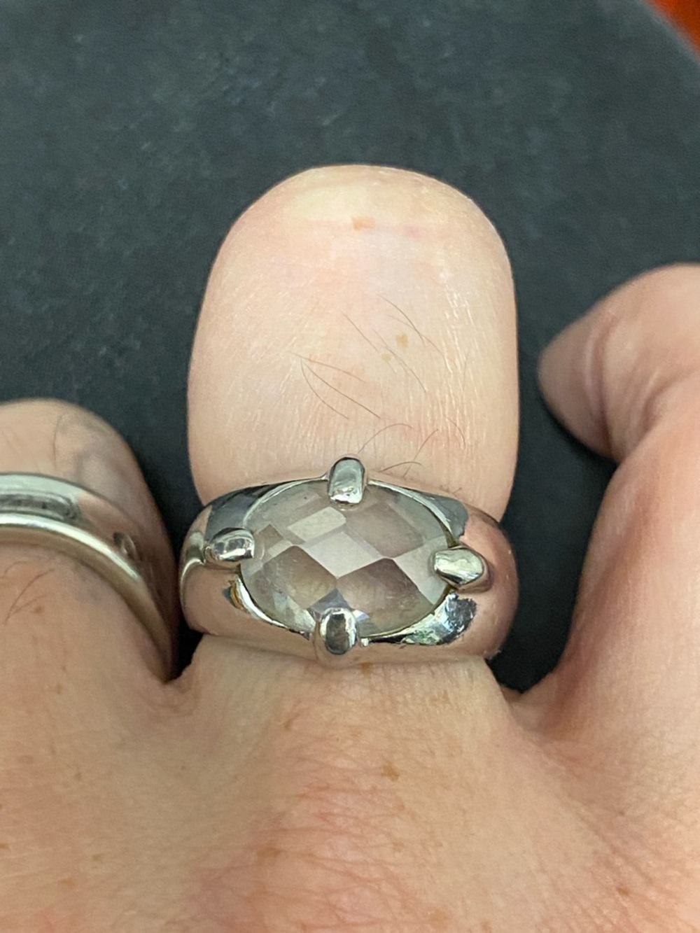 Sterling Ring w/ Clear Briolette Australian Crystal Solitaire